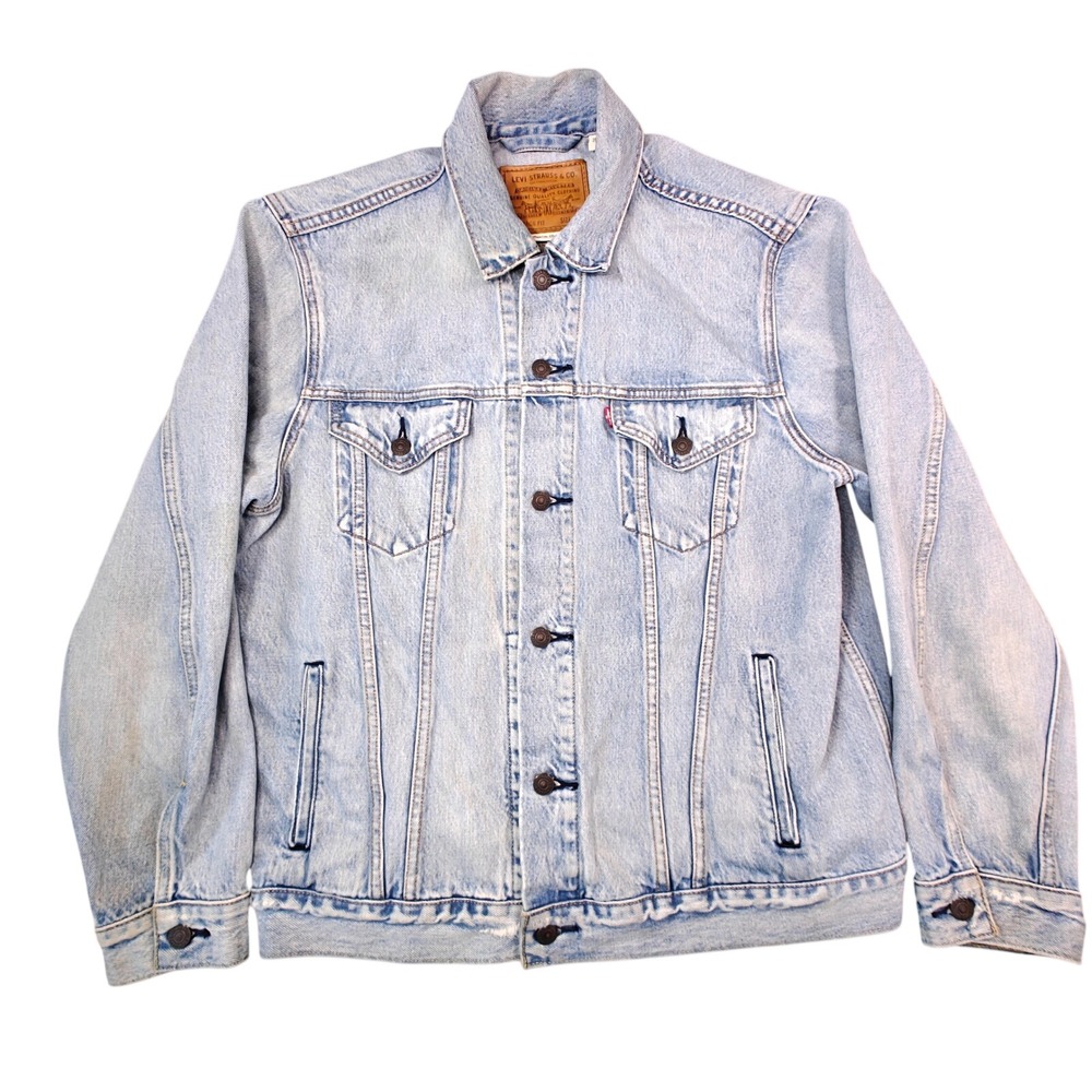 Levis Premium Vintage Fit Trucker Jacket Mens Large Light Wash Denim Blue 72334
